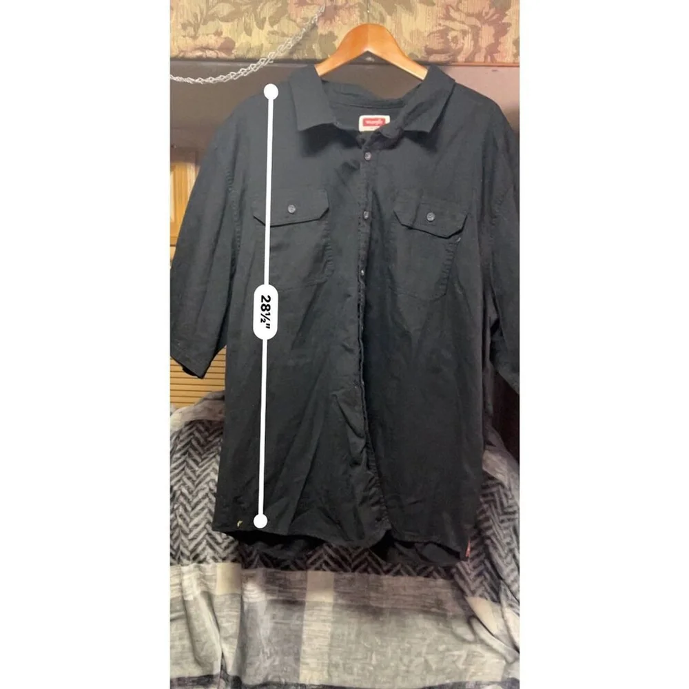 Wrangler Mens Black Short Sleeve Button Down Work Shirt 3XL - Picture 5 of 6